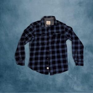 PD&C Blue and Black Plaid Casual Shirt